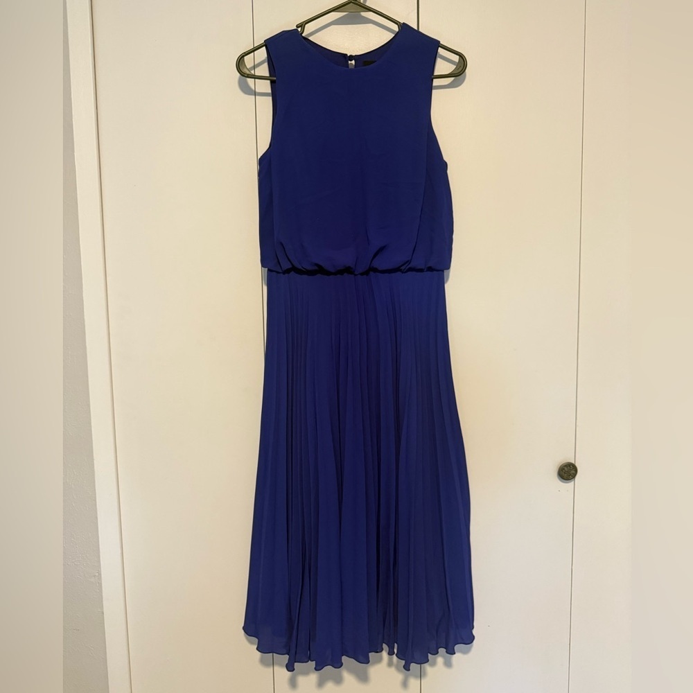 ASOS Royal Blue High-Neck Pleated Midi Dress size 4